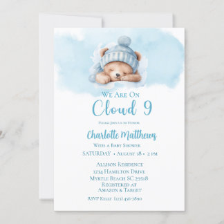 Jongens Beer Beer Cloud Negen 9 Baby shower Kaart