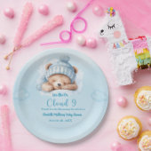 Jongens Beer Beer Cloud Negen 9 Baby shower Papieren Bordje (Feest)