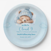 Jongens Beer Beer Cloud Negen 9 Baby shower Papieren Bordje (Voorkant)