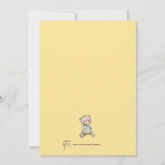 Jongens Beer gele ballon eucalyptus Baby shower Kaart (Achterkant)