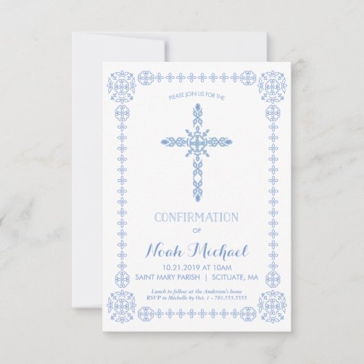 Jongens Bevestiging Uitnodiging, Classy Uitnodigen Kaart (Voorkant)