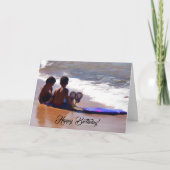 Jongens bij de Gelukkige Verjaardag van het Strand Kaart (Voorkant)