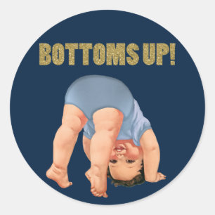 Jongens Billen Omhoog Baby Shower Ronde Sticker