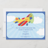 Jongen's Birthday Invitation Cute Airplane Kaart (Voorkant)