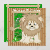 Jongen's Birthday Lion Invitations Kaart (Voorkant / Achterkant)