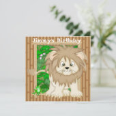 Jongen's Birthday Lion Invitations Kaart (Staand voorkant)