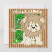 Jongen's Birthday Lion Invitations Kaart (Voorkant)
