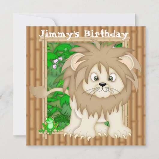 Jongen's Birthday Lion Invitations Kaart (Voorkant)