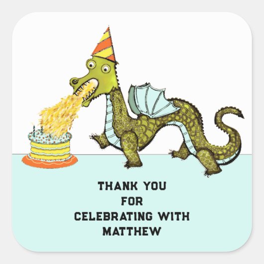 Jongen's Birthday party Dank je wel Vierkante Sticker (Voorkant)