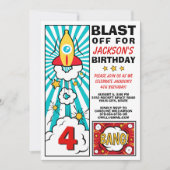 Jongen's 'Birthday Party Rocket Space Ship Blast o Kaart (Voorkant)