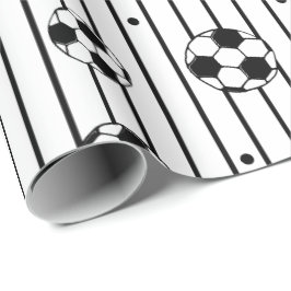 Jongens Black White Stripes Football Voetbal Fan Cadeaupapier
