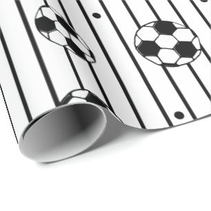 Jongens Black White Stripes Football Voetbal Fan Cadeaupapier