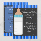 Jongens Blauw Baby Fles Babykatoen Kaart (Voorkant / Achterkant)