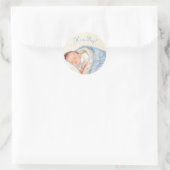 Jongens Blauw  Baby shower Ronde Sticker (Tas)