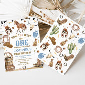 Jongens Blauw Bruin Hoe het Westen een 1e verjaard Kaart