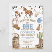 Jongens Blauw Bruin Hoe het Westen een 1e verjaard Kaart (Voorkant)