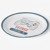 Jongens Blauw Cool Gaming Kids Verjaardag Papieren Bordje (Gekanteld)