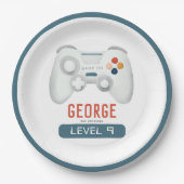 Jongens Blauw Cool Gaming Kids Verjaardag Papieren Bordje (Voorkant)