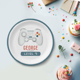 Jongens Blauw Cool Gaming Kids Verjaardag Papieren Bordje