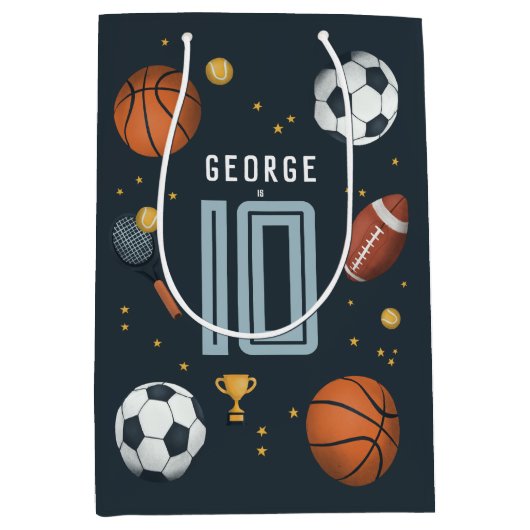 Jongens Blauw Cool Sports Kids Verjaardag Medium Cadeauzakje (Voorkant)