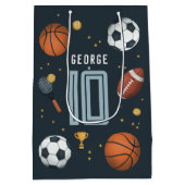 Jongens Blauw Cool Sports Kids Verjaardag Medium Cadeauzakje (Achterkant)