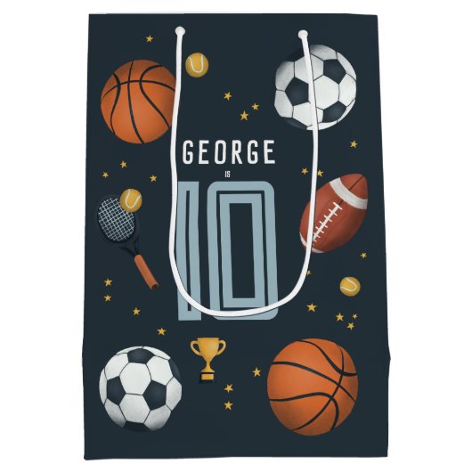 Jongens Blauw Cool Sports Kids Verjaardag Medium Cadeauzakje (Achterkant)