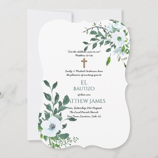 JONGENS Blauw DOOP Doopfeest Botanisch Kaart (Voorkant)