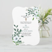 JONGENS Blauw DOOP Doopfeest Botanisch Kaart (Staand voorkant)