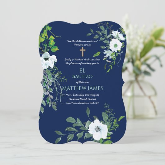 Jongens Blauw DOOPPLECHTIGHEID Botanisch Kaart (Staand voorkant)