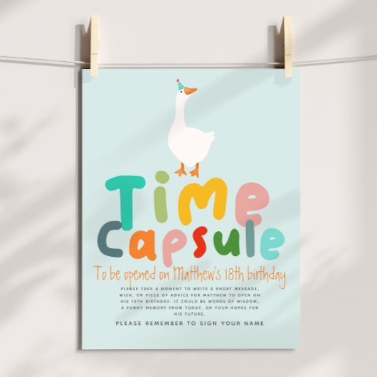 Jongens Blauw Eerste Verjaardag Tijd Capsule Teken Perfect Poster