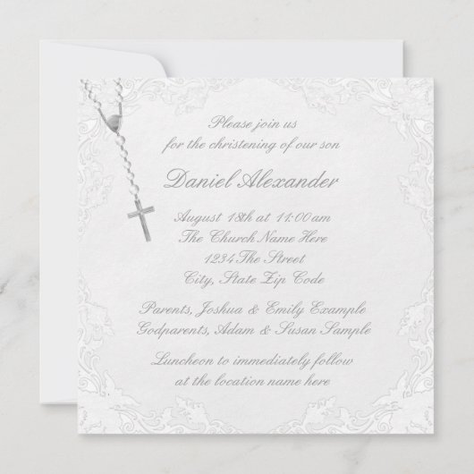 Jongens blauw en grijs doop uitnodigingen (Achterkant)