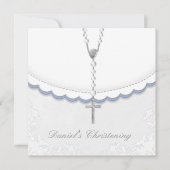 Jongens blauw en grijs doop uitnodigingen (Voorkant)