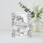 Jongens blauw en zilver Baby shower Kaart (Staand voorkant)