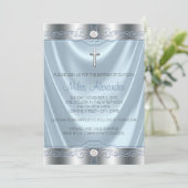 Jongens Blauw en Zilver Doop Kaart (Staand voorkant)