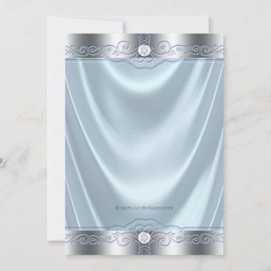 Jongens Blauw en Zilver Doop Kaart (Achterkant)