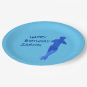 Jongens blauw figuur Borden van de geboorte-dag-pa Papieren Bordje (Gekanteld)