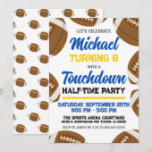 Jongens Blauw Geel Football Team Verjaardagsfeest Kaart (Voorkant / Achterkant)