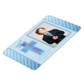 Jongens Blauw Gestreept 1e Heilige Communie Foto M Magneet (Linkerzijde)