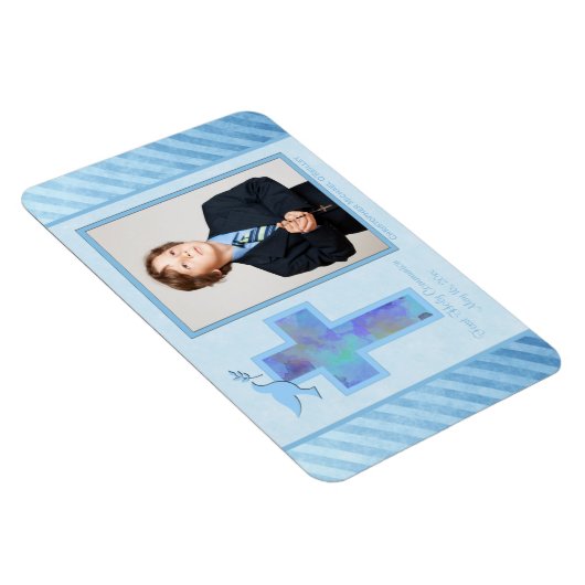 Jongens Blauw Gestreept 1e Heilige Communie Foto M Magneet (Rechterzijde)