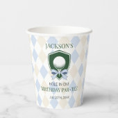 Jongens blauw golfgat in een Schattige 1e verjaard Papieren Bekers (Achterkant)
