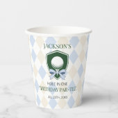 Jongens blauw golfgat in een Schattige 1e verjaard Papieren Bekers (Voorkant)