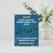 Jongens Blauw Goud Winter Turnen Gepersonaliseerd Briefkaart (Staand voorkant)