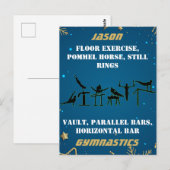Jongens Blauw Goud Winter Turnen Gepersonaliseerd Briefkaart (Voorkant / Achterkant)