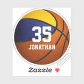 jongens blauw goudteam kleuren basketbal sticker (Vel)