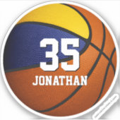 jongens blauw goudteam kleuren basketbal sticker (Voorkant)