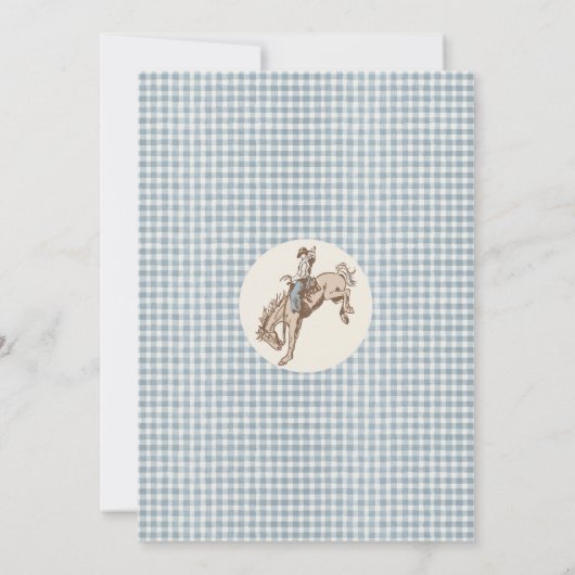 Jongens Blauw Grijs Bruin Eerste Rodeo 1e Verjaard Kaart (Achterkant)