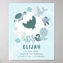 Jongens blauw onder het Zee geboorte Stats Nursery