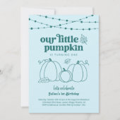 Jongens Blauw Onze Kleine Pompoen Eerste Verjaarda Kaart (Voorkant)