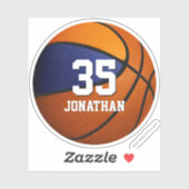 jongens blauw oranje team kleuren basketbal sticker (Vel)