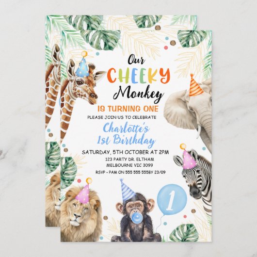 Jongens blauw Pet onze brutale aap verjaardag Kaart (Voorkant / Achterkant)